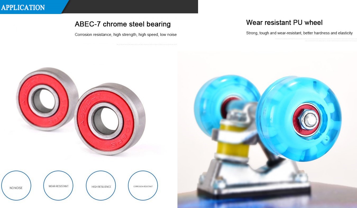Abec 9 skateboard bearings custom red seal 608-2rs 8x22x7 60822 bearing for skateboards.jpg