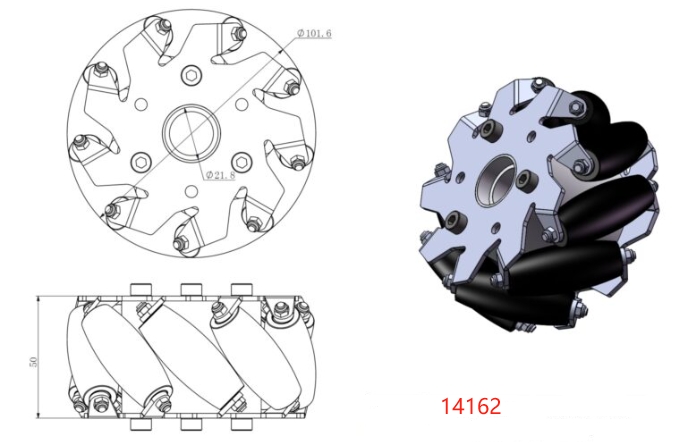 DIY mecanum wheels (4 inch)100mm Aluminum Mecanum Wheels Set Basic ( 2 Left, 2 Right) 14162.png